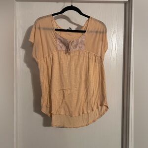 American Eagle boho short sleeve blouse peachy Med